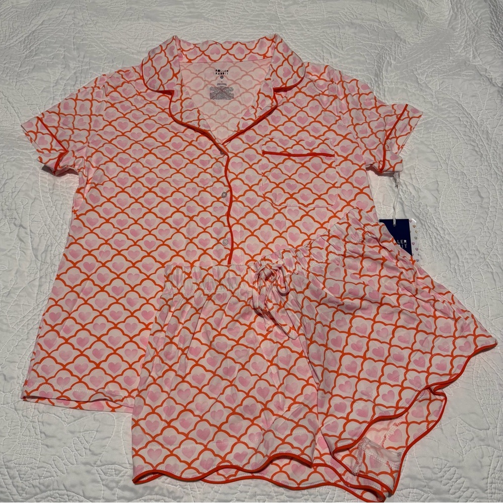 Roller Rabbit x Target Women’s Geo Hearts Short Sleeve & Shorts Pajama Set NWT